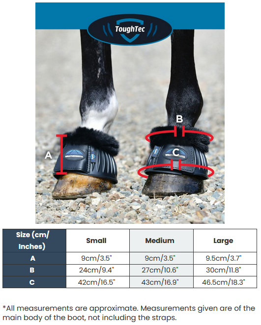 2025 WeatherBeeta Tough Tec Prime Fleece Trim Rubber Bell Boots  Größentabelle